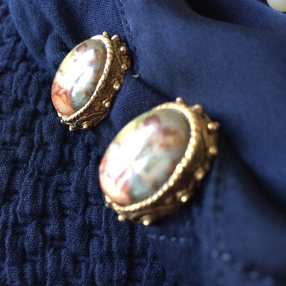 Victorian Gold Trim Elegant Ladies Vintage Clip Back Earrings